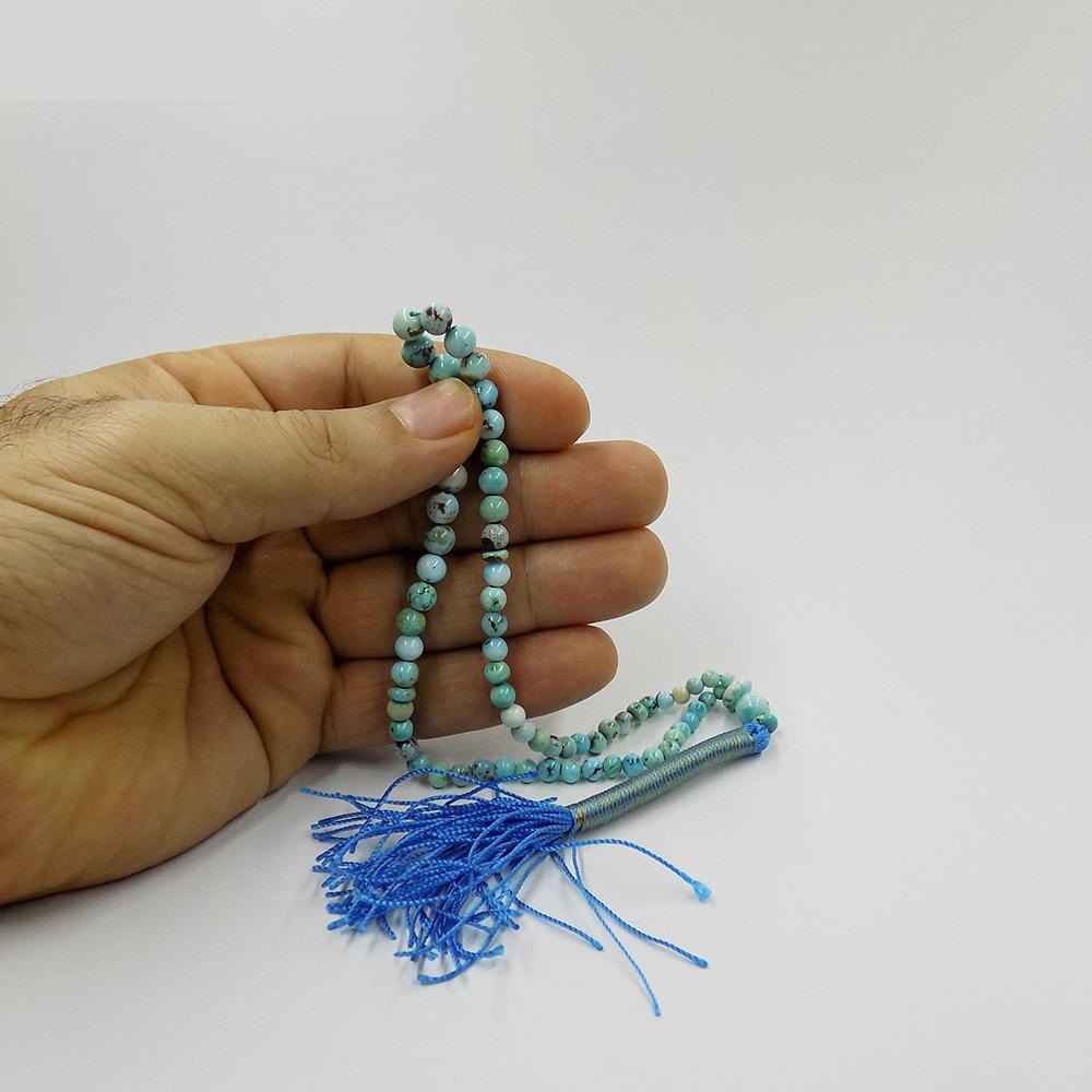Chapelet en turquoise de Neyshabur : 66 perles de prière artisanales Lana