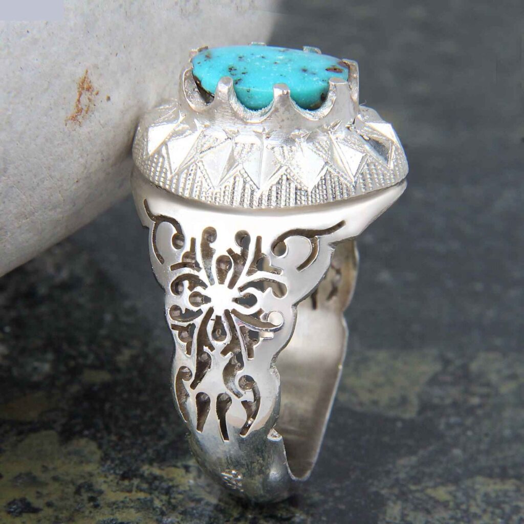 Bague en Argent Persan avec Turquoise de Neyshabur Magic