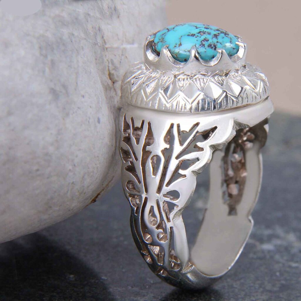 Bague en Argent Persan avec Turquoise de Neyshabur Mahan