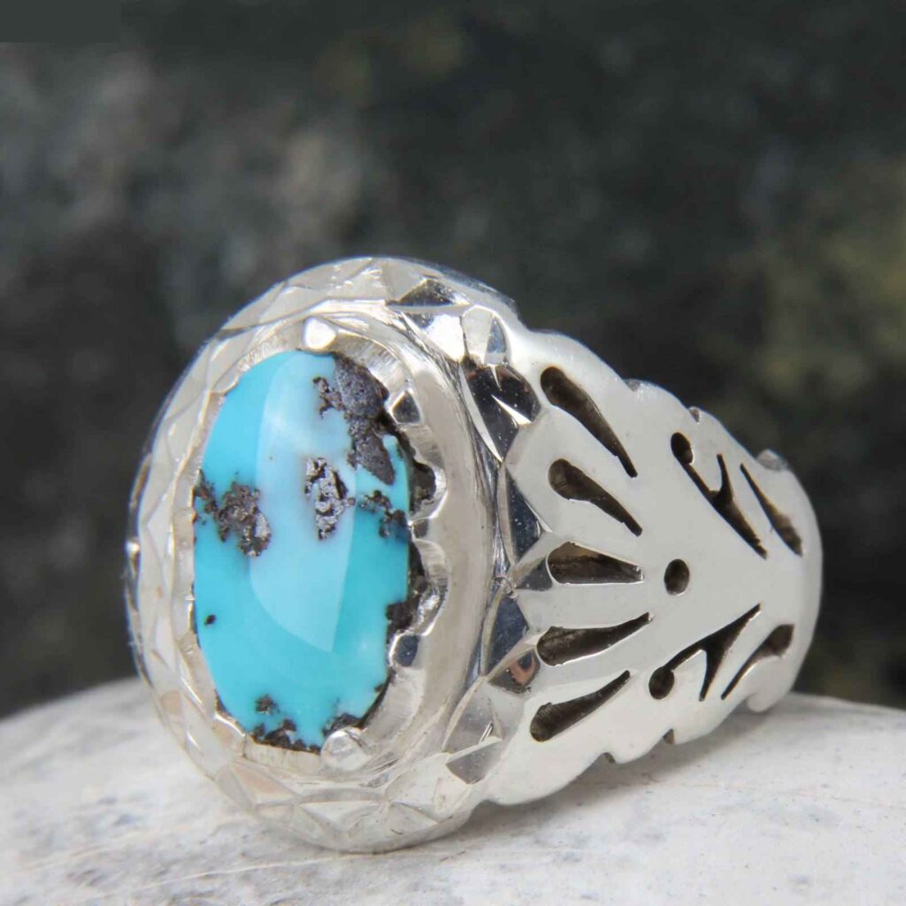 Bague en Argent Persan avec Turquoise de Neyshabur Mihani