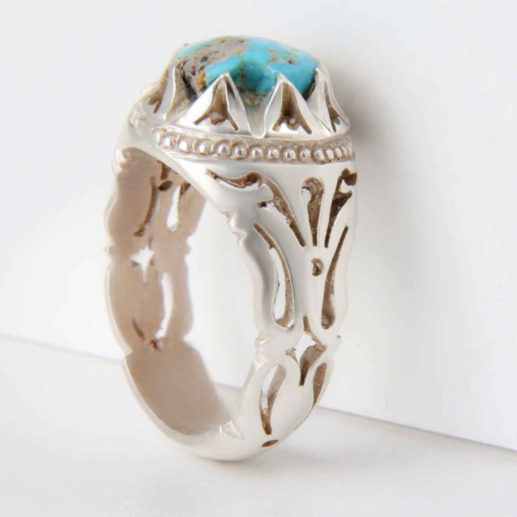 Bague en Argent Persan avec Turquoise de Neyshabur Setareh