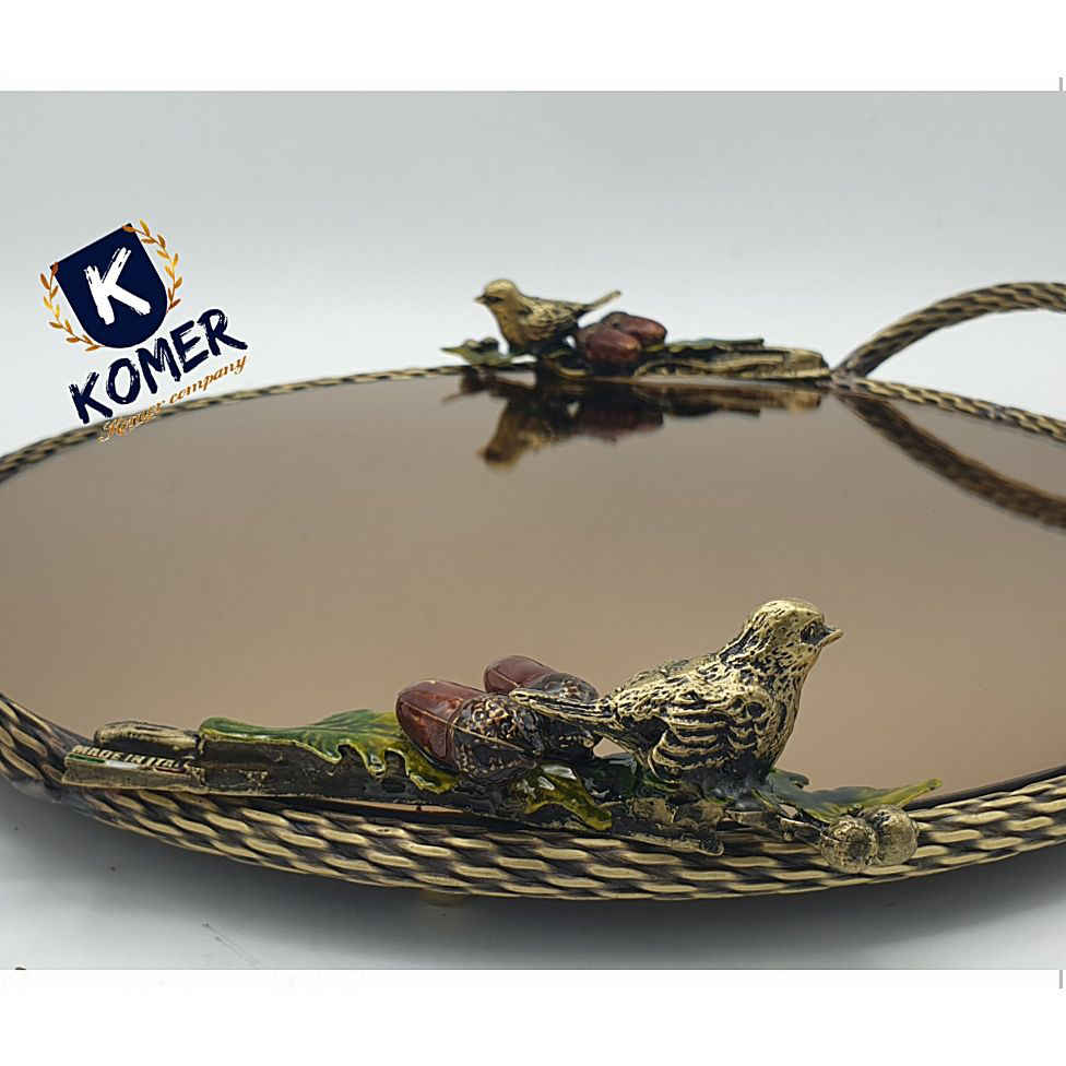 Plateau de service à thé en laiton persan modèle Moineau