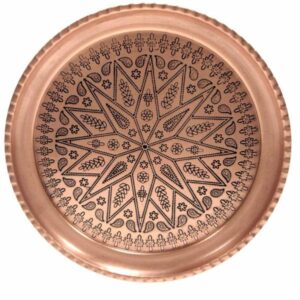 Plat de Service Persan en Cuivre Traditionnellement Martelé G84