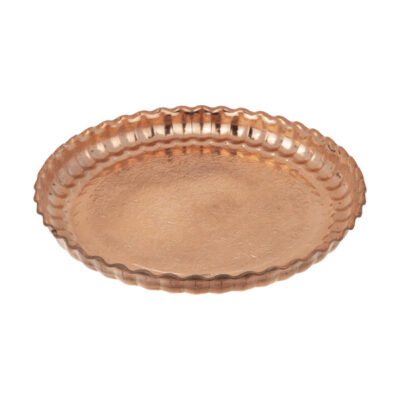 Plateau de service perse en cuivre Msi - Plat traditionnel géométrique gaufré