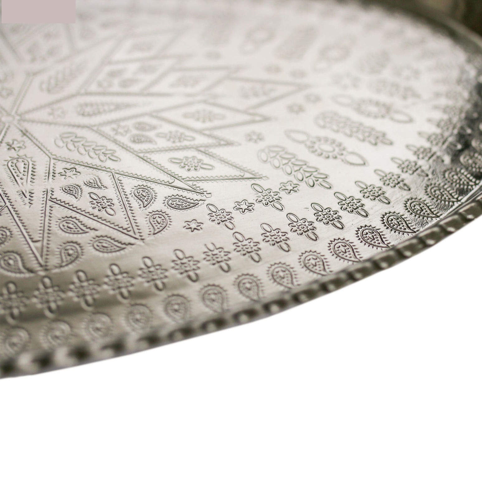 Plat de Service Persan en Cuivre Traditionnellement Martelé Argent