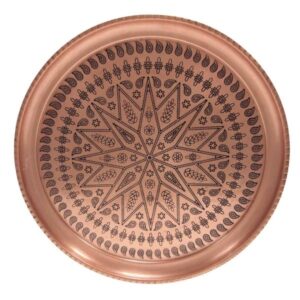 Plat de Service Persan en Cuivre Traditionnellement Martelé Ashki
