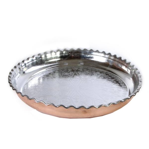 Plat de Service Persan en Cuivre Traditionnellement Martelé Hakaki