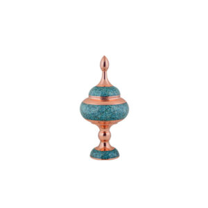 Sucrier persan artisanal en cuivre incrusté de turquoise Kiara