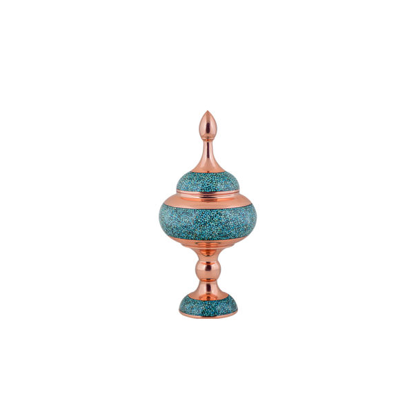 Sucrier persan artisanal en cuivre incrusté de turquoise Kiara