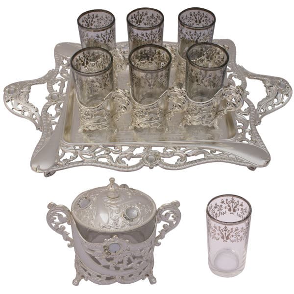 Service à thé persan, modèle Salvin, couleur argent