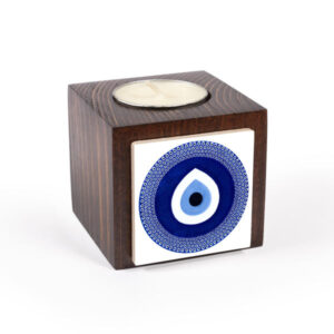 Porte-bougie en bois persan cube Cheshm Zakhm (2x)