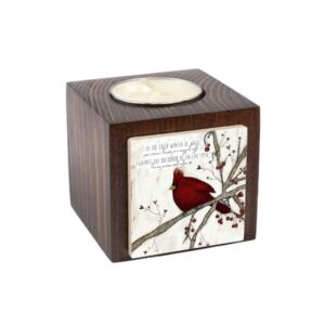 Porte-bougie en bois persan cube Oiseau rouge (2x)