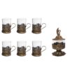 Ensemble de service à thé persan en bronze (7 pièces)