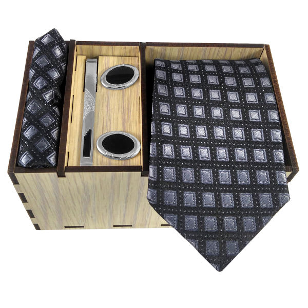 Ensemble Cravate, Pochette & Boutons de Manchette pour Homme - Bleu de Luxe