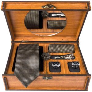 Ensemble Cravate, Pochette & Boutons de Manchette pour Homme – Marron de Luxe