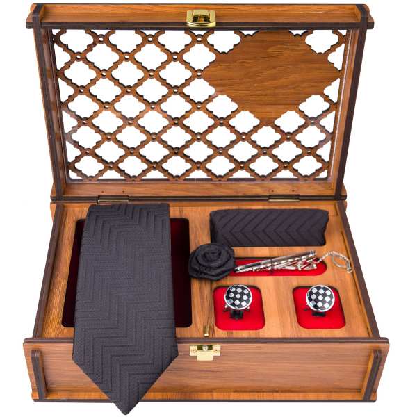 Ensemble Cravate, Pochette & Boutons de Manchette pour Homme - Golin de Luxe