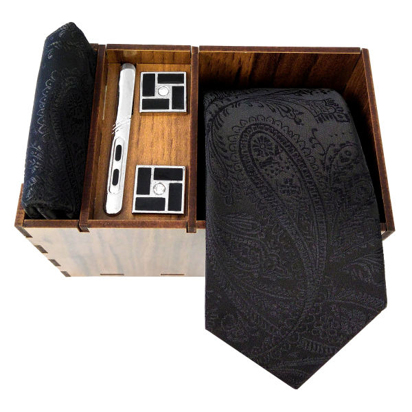 Ensemble Cravate, Pochette & Boutons de Manchette pour Homme - Khademi de Luxe