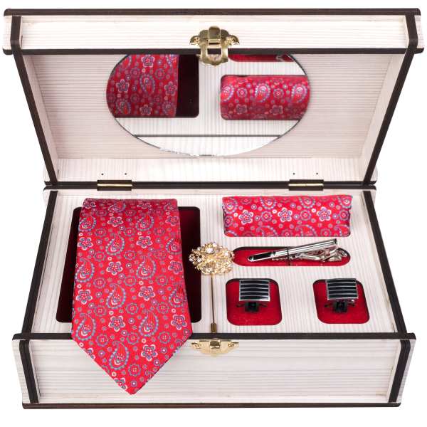 Ensemble Cravate, Pochette & Boutons de Manchette pour Homme - Rose Pinki de Luxe