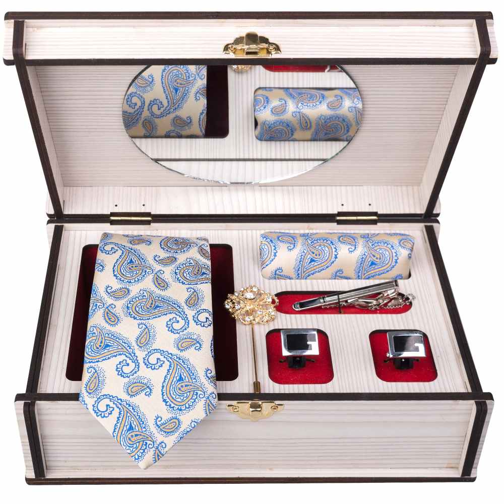 Ensemble Cravate, Pochette & Boutons de Manchette pour Homme - Termeh de Luxe