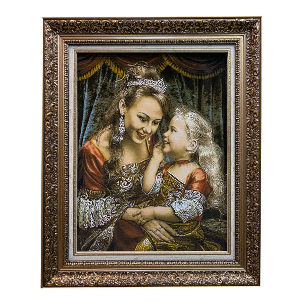 Tapis persan figuratif noué à la main de Tabriz représentant le sceau de la mère