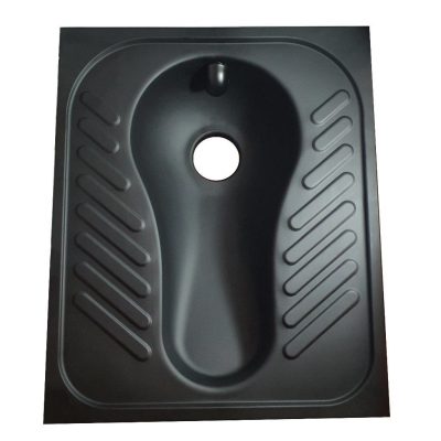 Cuve de toilette à la turque en acier inoxydable noir – Cuve à squatter élégante