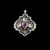 Pendentif en argent gravé persan avec pierre précieuse Améthyste