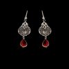 Boucles d'oreilles en argent persan Gravées avec Pierre de Rubis