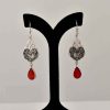 Boucles d'oreilles en argent persan Gravées avec Pierre de Rubis