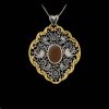 Pendentif persan en argent gravé avec pierre précieuse agate