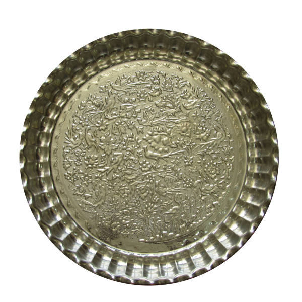 Plat de Service Persan en Cuivre Traditionnellement Martelé Tanin II