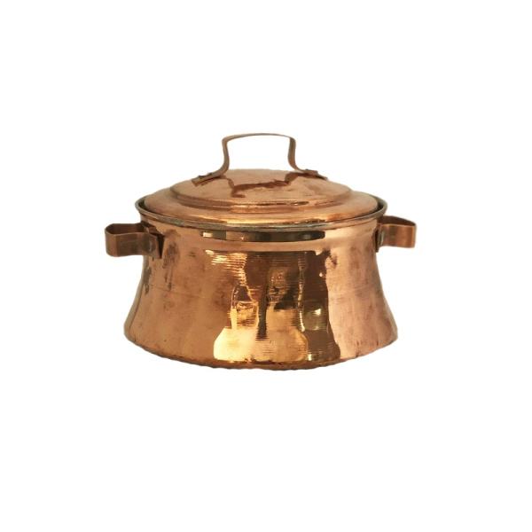 Marmite en cuivre persan - Style de cuisson martelé traditionnel Rond II