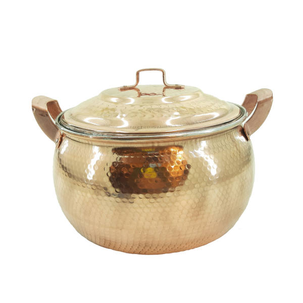 Marmite en cuivre persan - Style de cuisson martelé traditionnel Rond