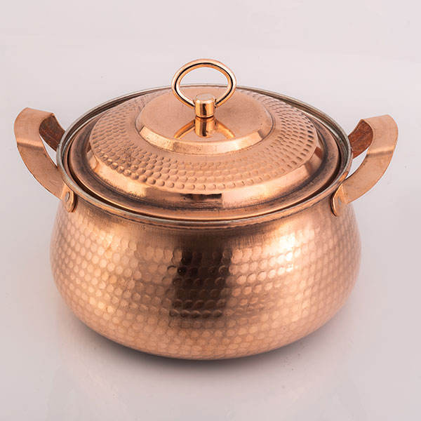 Marmite en cuivre persan - Style de cuisson martelé traditionnel Karen