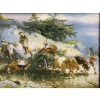 Tapis persan figuratif noué à la main de Tabriz représentant un cheval