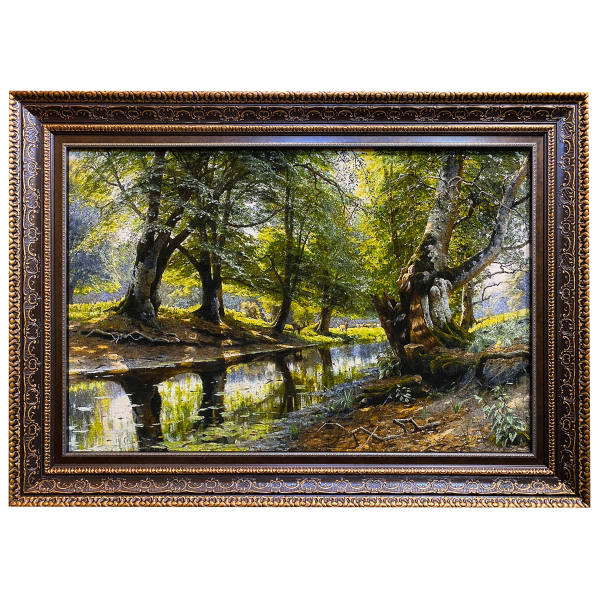 Tapis persan figuratif noué à la main de Tabriz représentant un paysage