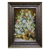 Tapis persan figuratif noué à la main de Tabriz représentant des fleurs