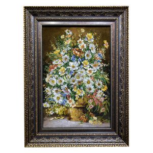 Tapis persan figuratif noué à la main de Tabriz représentant des fleurs