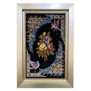 Tapis mural persan fait main de Tabriz représentant des Moineaux