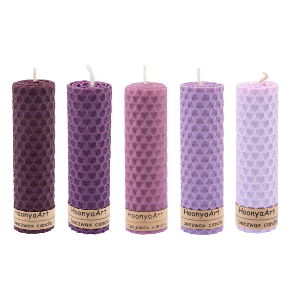 Ensemble de 5 bougies pilier en cire d'abeille modèle Banafsheh (2x)