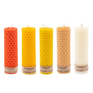 Ensemble de 5 bougies pilier en cire d’abeille modèle Orange (2x)
