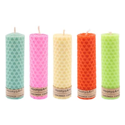 Bougies piliers naturelles rouges en cire d’abeille – Set décoratif pour décoration intérieure (5 pièces)