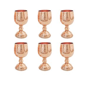 Ensemble de 6 verres à vin en cuivre persan martelé – Modèle Taban