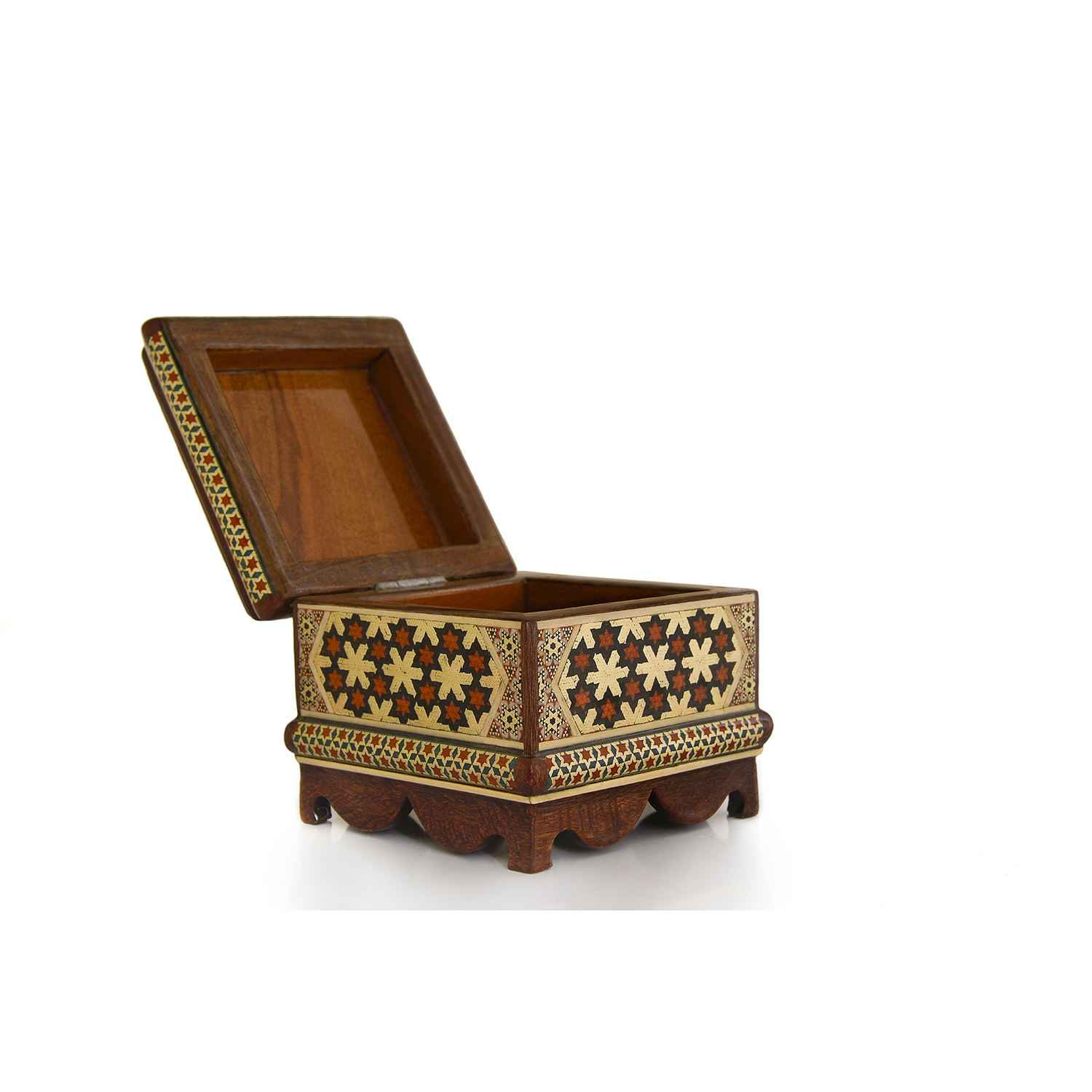 Boîte à Bijoux en Bois Artisanale avec Design Khatam Persan – Sahra