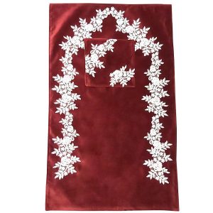 Tapis de Prière Islamique en Velours Léger Rouge