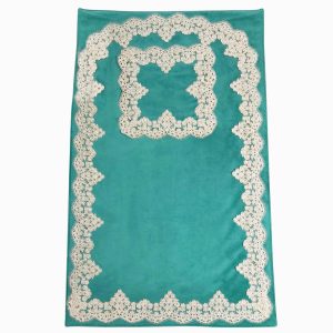 Tapis de Prière Islamique en Velours Léger Bleu