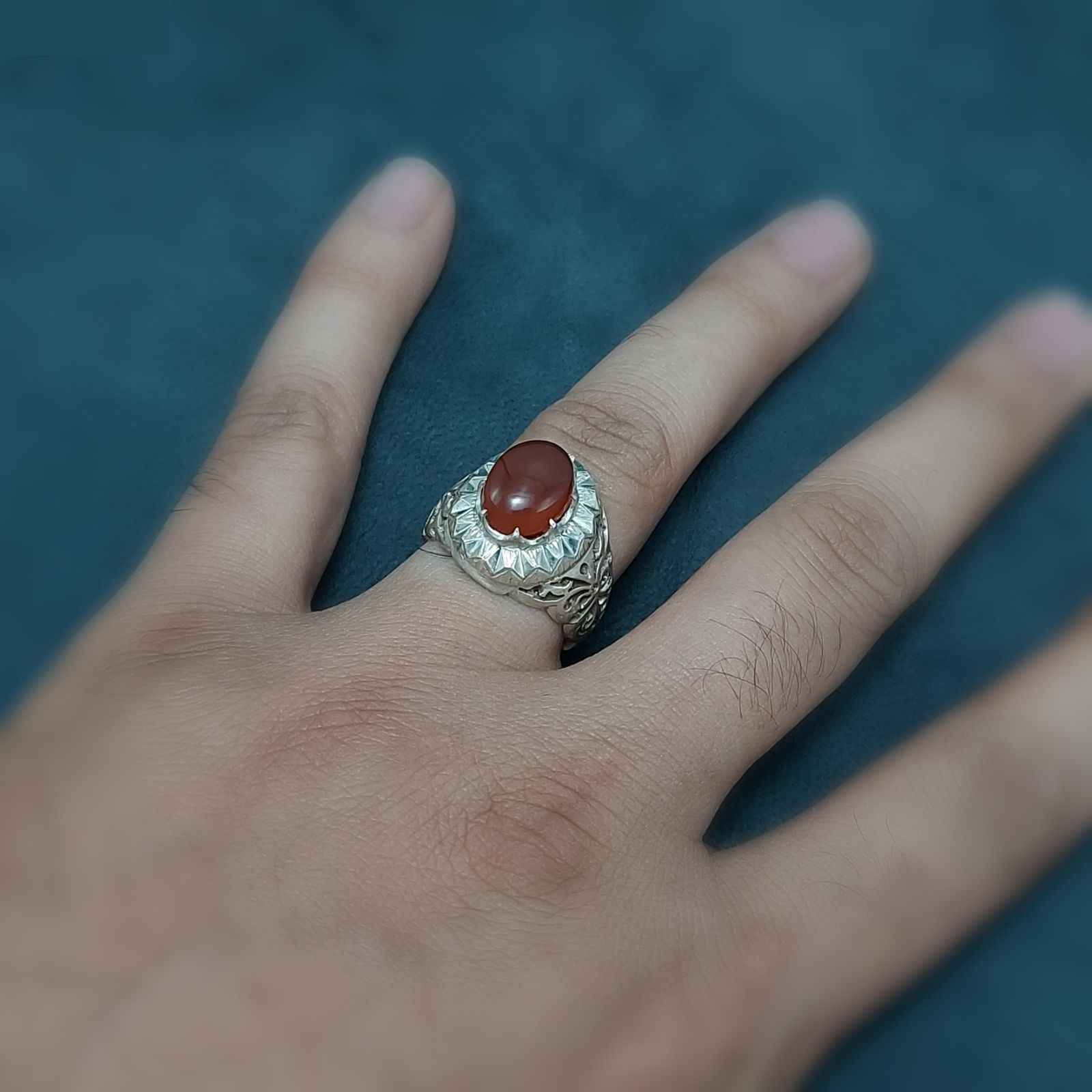 Bague en argent Aqeeq yéménite persane pour hommes – Taban I