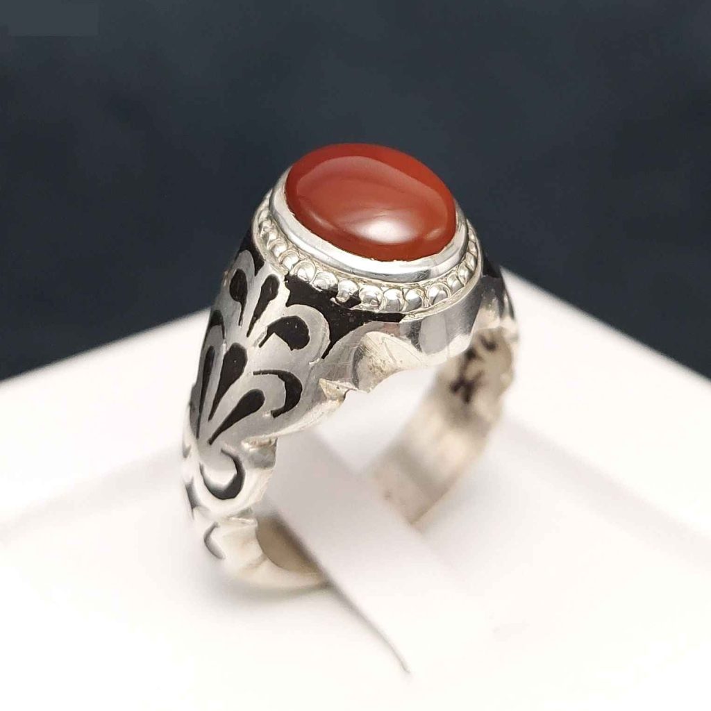 Bague en argent Aqeeq yéménite persane pour hommes - Arad