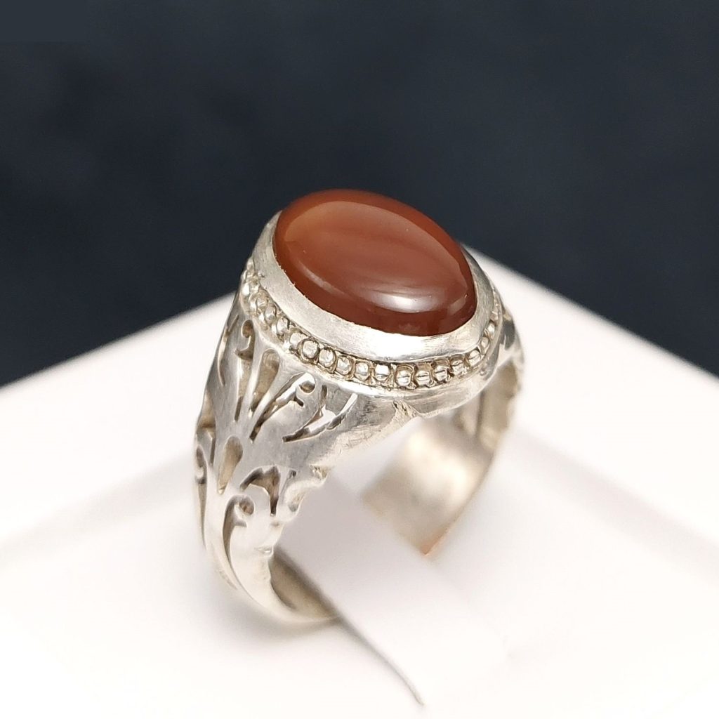 Bague en argent Aqeeq yéménite persane pour hommes - Binesh