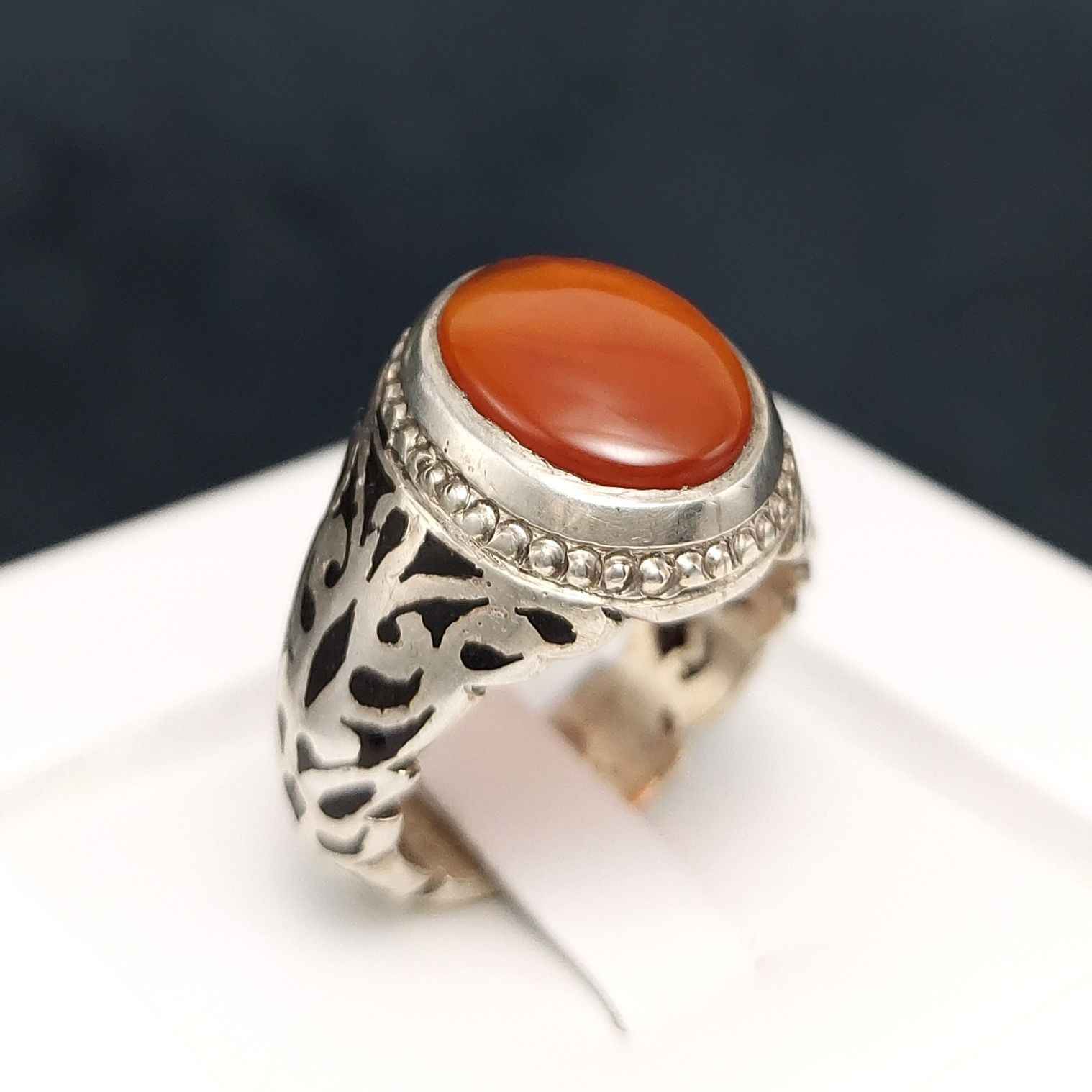 Bague en argent Aqeeq yéménite persane pour hommes – Hasti