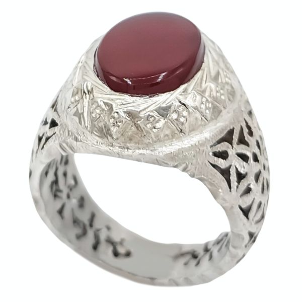 Bague en argent Aqeeq yéménite persane pour hommes – Kabiri